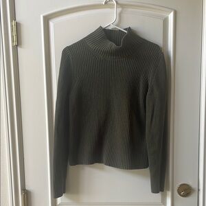 French Connection Olive Green Ribbed Turtleneck Sweater medium
